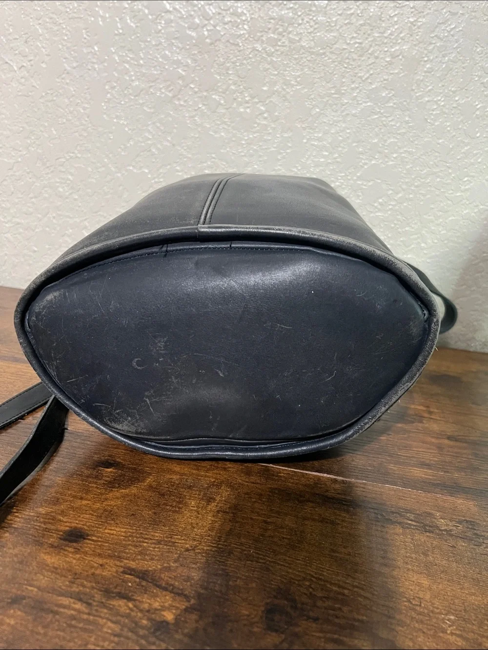Very RARE Coach Black Leather Drawstring Hobo Bag